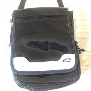 Navy blue vinyl Crossbody women's purse